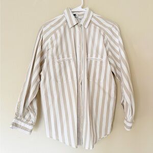 Vintage ILIO Button Down Woman's Striped Cotton Collared Shirt